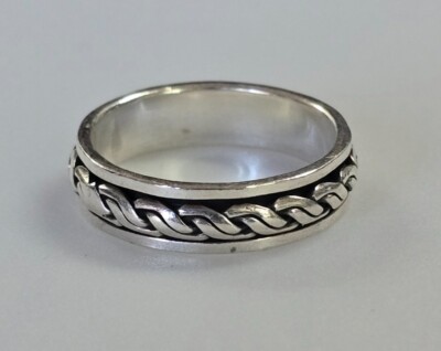 Estate Jewelry Spinning Woven Ring .925 Sterling Silver Size 7.5