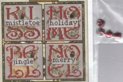 CHARMED 4 CHRISTMAS--Noel-4 Designs--Counted Cross Stitch Pattern w/Jingle Bells