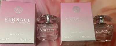 2 Versace Bright Crystal  EDT Mini .17 oz Bottles New in  Boxes