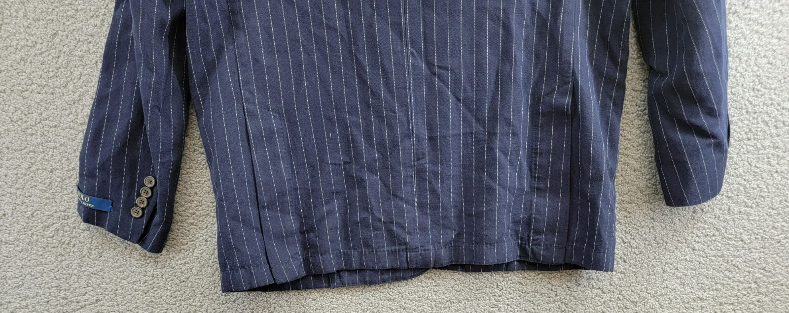 Polo Ralph Lauren Soft Pinstriped Sport Coat Men's 46L Navy Linen Blend Pockets - Picture 17 of 20