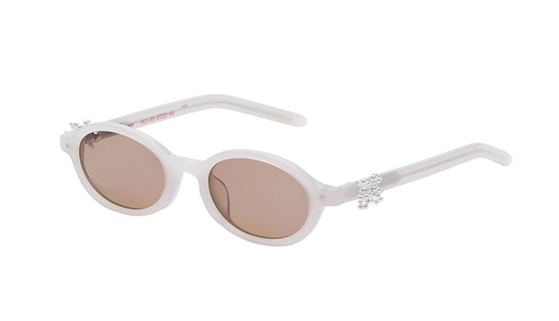 Pre-owned Mardi Mercredi Round Sunglasses M.o-001_ivory / + Pearl Accessories In Brown