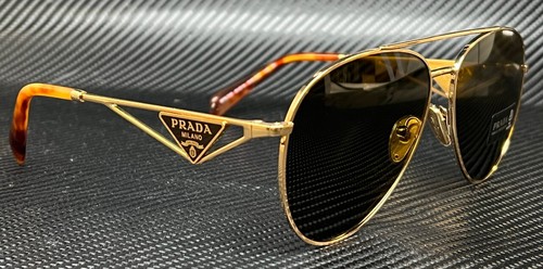 Pre-owned Prada Pr 73zs 5ak01t Gold Dark Brown Women's 58 Mm Sunglasses