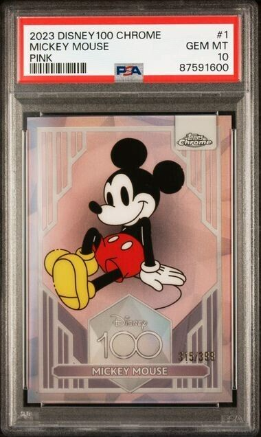 2023 Disney Topps Chrome 100 Mickey Mouse Pink Refractor
