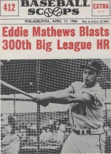 1961 Nu-Cards Baseball Scoops - Eddie Mathews #412