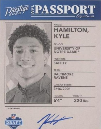 2022 Panini Prestige Kyle Hamilton #NPS-KH