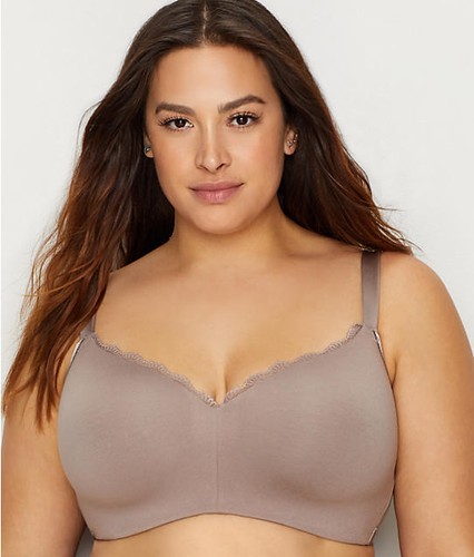 CURVY COUTURE 1266 Cotton Luxe Padded Wireless Bra US Sz 44G Mauve
