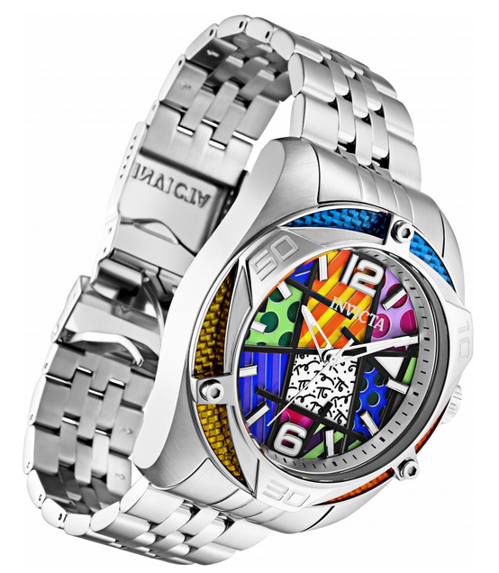 Pre-owned Invicta Romero Britto  Men's 50 Mm L.e. Quartz Stainless Bracelet Watch: Silver