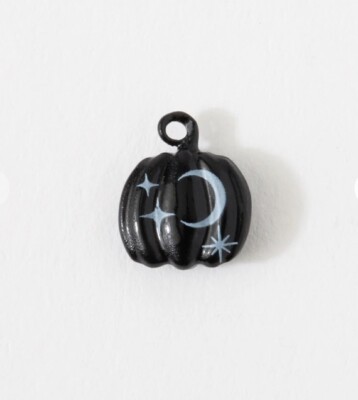 NEW! HALLOWEEN 2024 Origami Owl BLACK PUMPKIN w/MOON STARS Floating Enamel Charm