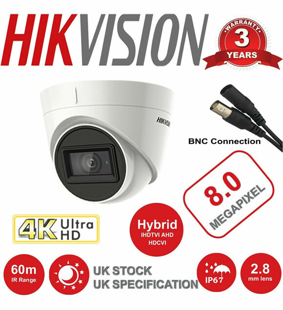 HIKVISION CCTV CAMERA UHD 4K 8MP 60M EXIR NIGHT VISION DOME DS-2CE78U1T-IT3F UK