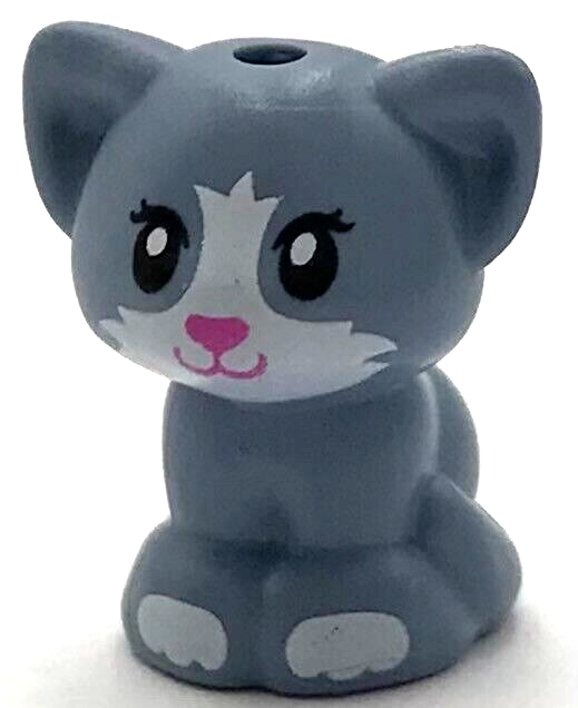 Lego New Sand Blue Cat Friends Baby Kitten Sitting with Black Eyes