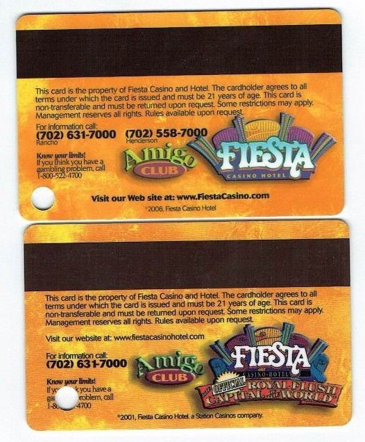 LOT of 2 FIESTA Casino Slot Card Players Cub LAS VEGAS & Henderson -30th ANNIVER