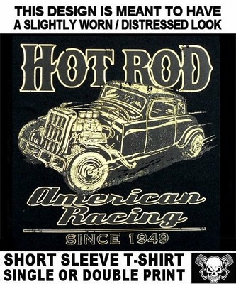 OLD SCHOOL HOT ROD ORIGINAL AMERICAN STOCK CAR RACING 1949 SKULL T-SHIRT WS600