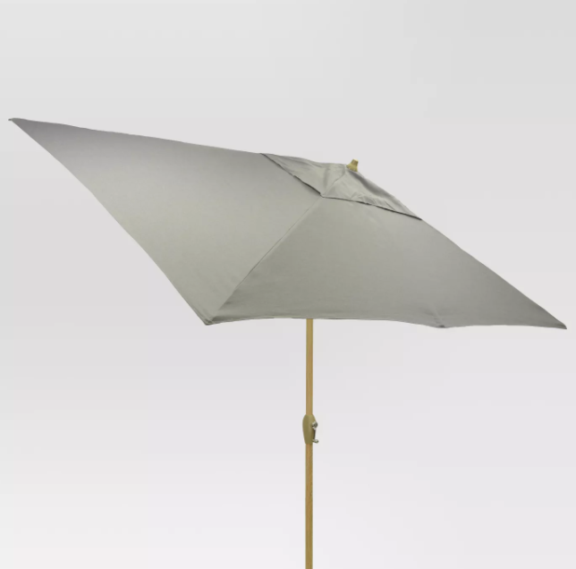 Threshold 10' x 6' Rectangular Patio Umbrella- Light Wood Pole (NEW)