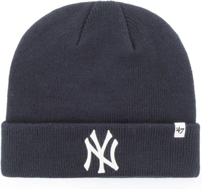 47 Зимняя вязаная шапка-бини New York Yankees Beanie Hat - MLB NY с манжетами