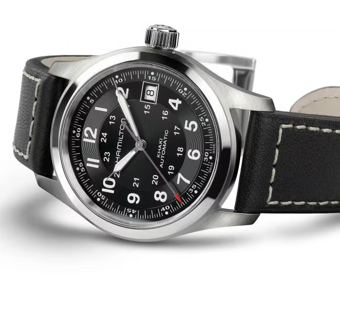 Hamilton Khaki Field Automatic Black Dial Leather Strap Men's Watch H70455733