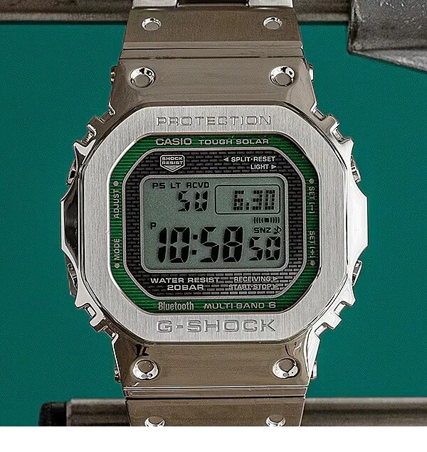 Pre-owned G-shock Casio  Full Metal Green Accent Gmw-b5000d-3jf Men's Watch Bluetooth 2024