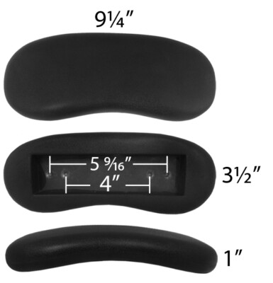 Replacement Office Chair Armrest Pads- Kidney - Pair - 4'' & 5.5'' Mounting -S5280