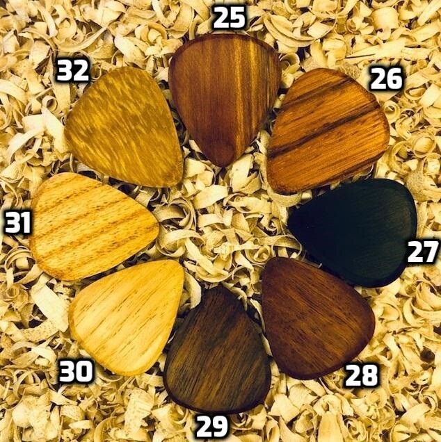 Handmade Wooden Guitar Pick Plectrum: 73 Different Domestic & Exotic Woods