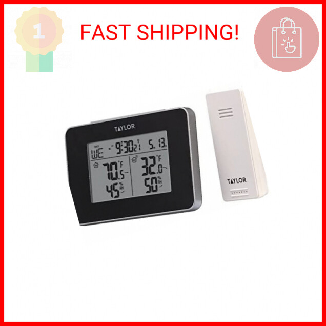 Taylor Precision Products Wireless Digital Indoor Outdoor Weather Station, Black