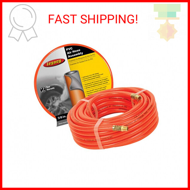 Legacy Air Hose, 3/8 in. x 50 ft, 1/4 in. Fittings, PVC, Orange - HL2850FO2-A02