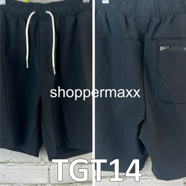 Men's Hybrid Shorts 6" - UPF 50+ Side Pocket, Drawstring Waistband BLACK, Small
