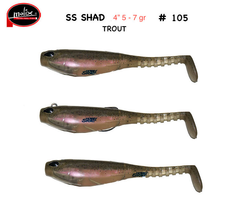MOLIX SS SHAD 4"  COL 105 TROUT SPINNING TESTINA DA 5-7 GR BLACK BASS
