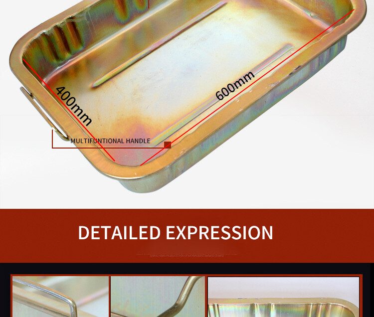 20L Strong Metal Oil Drain Pan Drip Tray Vehicle Fluid Part Storage