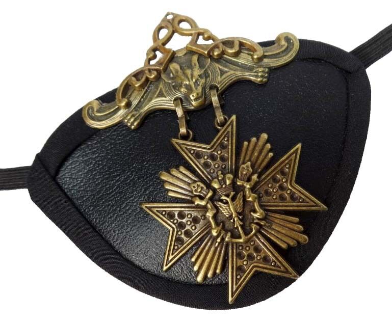 Gold Medallion Gothic Steampunk Pirate Buccaneer Fantasy Fashion Eye Patch