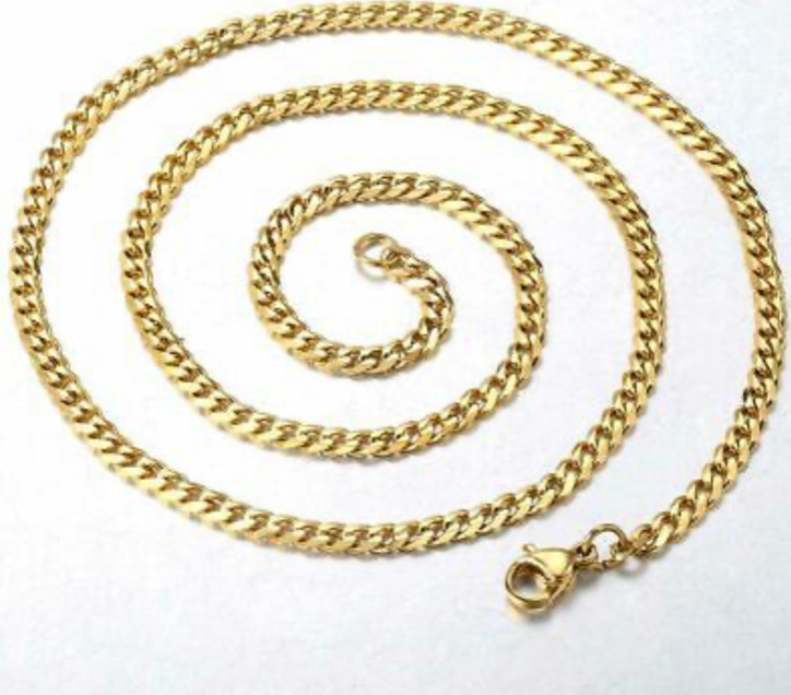 18k Gold Plated Necklace Cuban Curb Chain 6-34" inch Men women  3-11mm