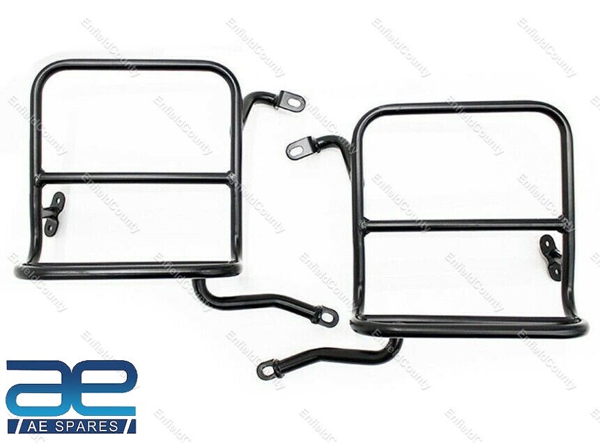 For Royal Enfield Classic 350 500 Military Pannier Set With Black Bags & Fitting 