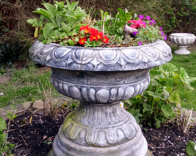 Huge 70cm diameter stone garden urn planter in Bradford, West