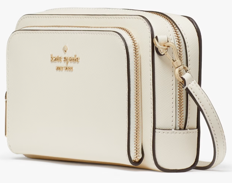 Kate Spade Stacie Dual Zip Crossbody Bag Off White Leather