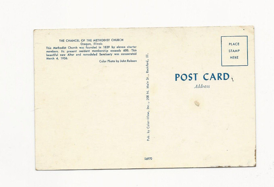 VINTAGE UNUSED POSTCARD OF THE METHODIST CHURCH IN OREGON ILLINOIS