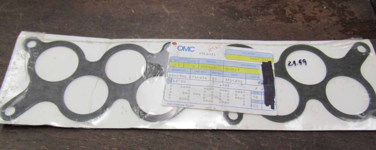 Johnson / Johnson Enos / ‘1988 SEALED品 OMC OEM Johnson / Evinrude Gasket, Part # 3853636 | eBay