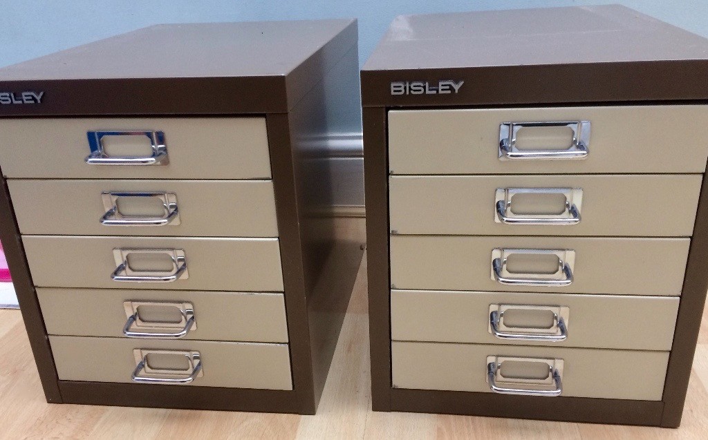 Bisley 5 Drawer Two Tone Filing Cabinets X 2 In Leicester