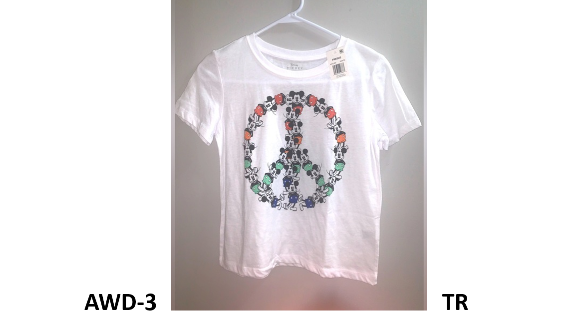 Disney Mickey Mouse Peace Sign White Semi Cropped T-Shirt Women's, X-Small