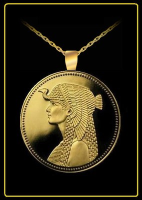 ForeverHandCrafted GODDESS CLEOPATRA Necklace - mirror gold brass egypt coin