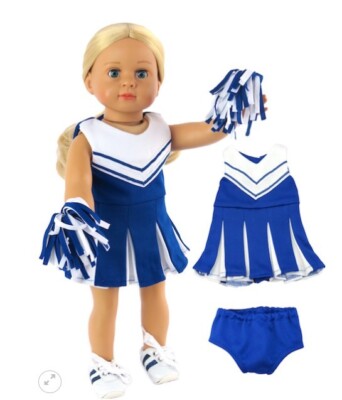 Cheer, Bright Blue Cheerleader Dress, Pom-poms & Shoes for 18-Inch Dolls