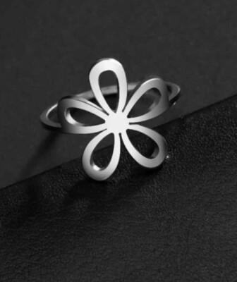 Skyrim Stainless Steel Flower Ring Girls Gamer Wedding Size 7