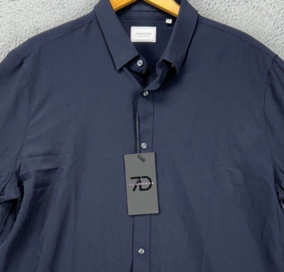 7 Diamonds Shirt Adult 2XL Liberty Navy Woven Button Up 4-Way Stretch Men NEW A3