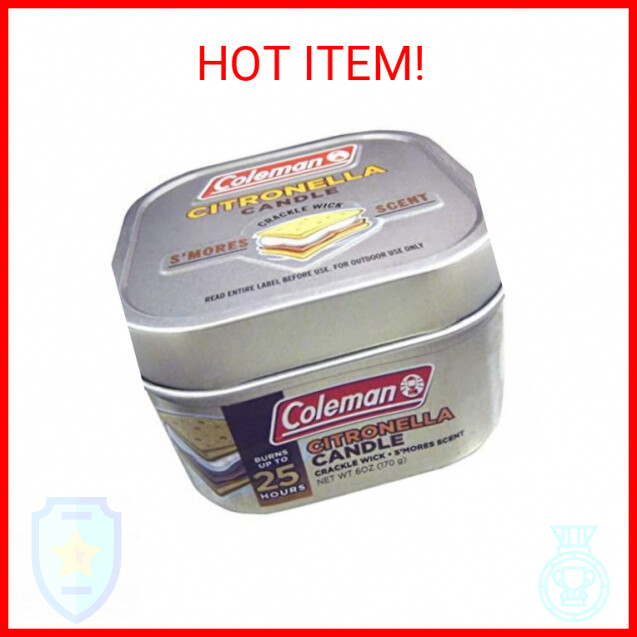 Coleman Scented Outdoor Citronella Candle with Wooden Crackle Wick, Smores Scent