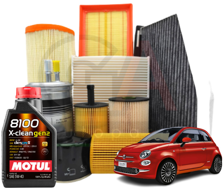 Kit Tagliando Fiat 500 1.2 51 Kw 69cv Olio Motul 5w40