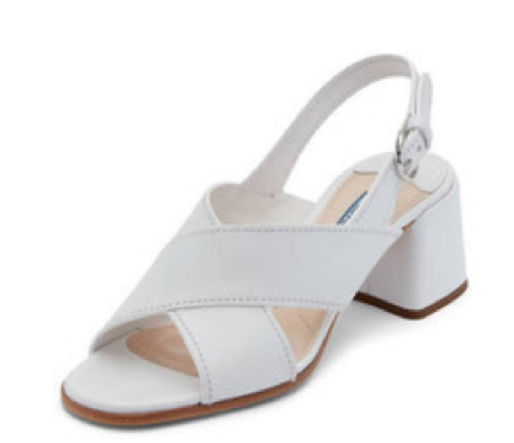 PRADA White Leather Crisscross Block Heel Slingback Sandals Sz 39