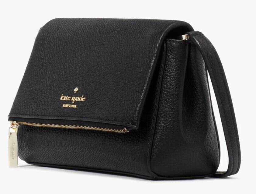 Kate Spade Leila Mini Zip Crossbody Bag Black Leather Purse
