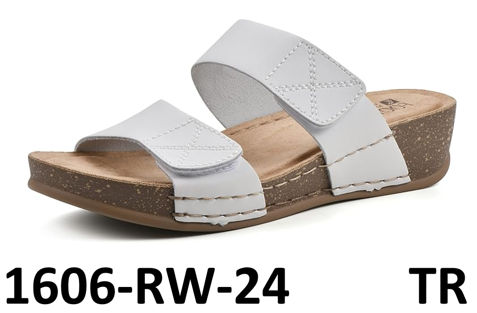 WHITE MOUNTAIN Women's Fervent Wedge Sandal, White/Leather, 7.5 M