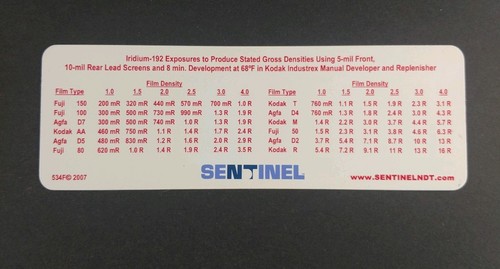 Sentinel Radiographic Exposure Calculator NDT Model 534
