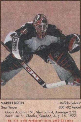 2002-03 In the Game Parkhurst Retro - Martin Biron #119