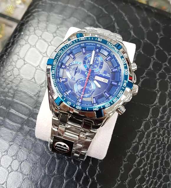 Orologio Da Polso Yong 7021G Uomo Analogico Quarzo Datario Silver Blu lac