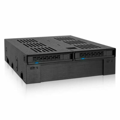 ICY DOCK Dual 2.5inch SAS/SATA HDD/SSD to 5.25inch Bay Mobile Rack, MB322SP-B 