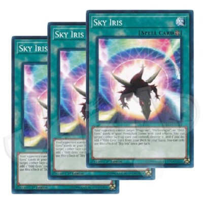 Yugioh - Sky Iris x 3 - 1st Edition NM - Plus Free Holographic Card